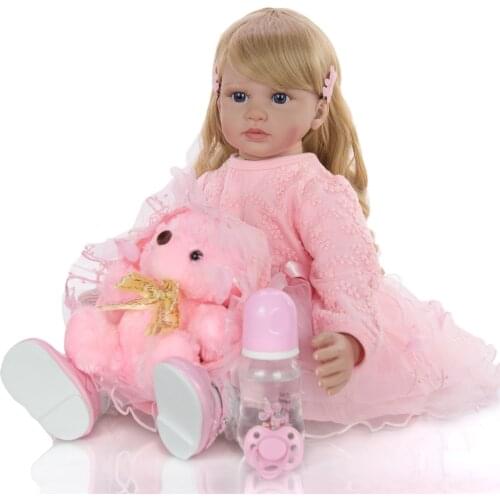 DollMai 24 Inch Reborn Dolls 60 cm Soft Silicone vinyl elegant Princess Girl Baby Doll reborn toddler bebe Kid Birthday gift