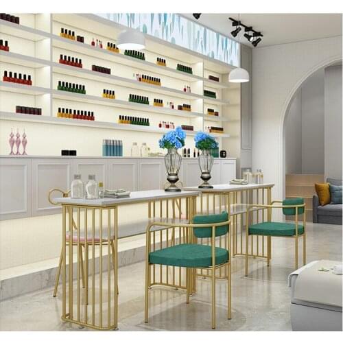 Nail tables and chairs set economy nail shop decoration single double marble net red double nail manicure table