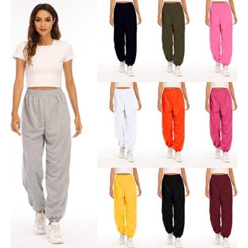 Fashion basic women pants 2021 spring summer new solid color high waist long trousers women loose sport casual pants female