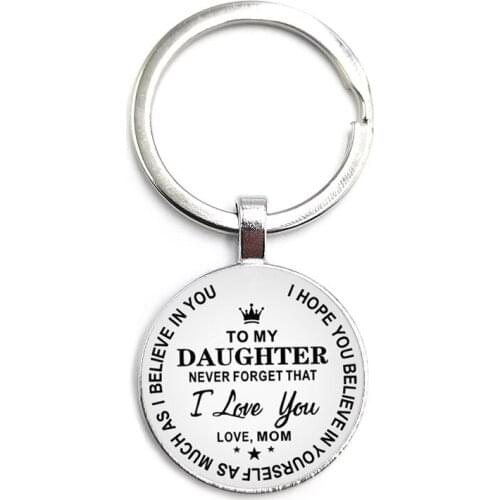 2020 Fashion To My Daughten Love Mom Time Glass Pendant Keychain Men and Women Jewelry Keychain