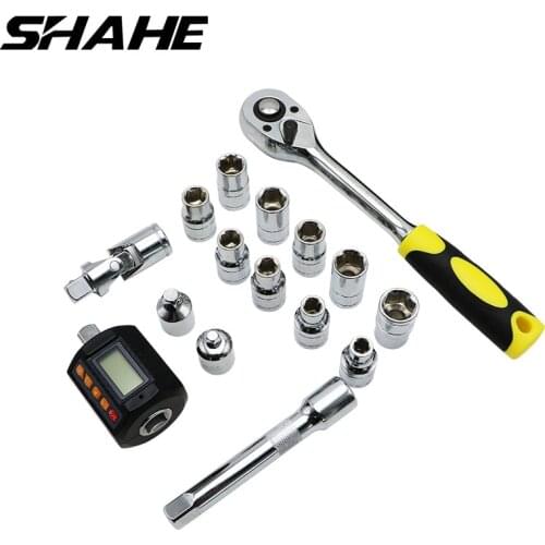 Shahe Mini Ratchet Wrench Set 1/2" Socket Screw Bits Kit Bike Maintenance Repair Hand Tool Digital Torque Adapter Torque Gauge
