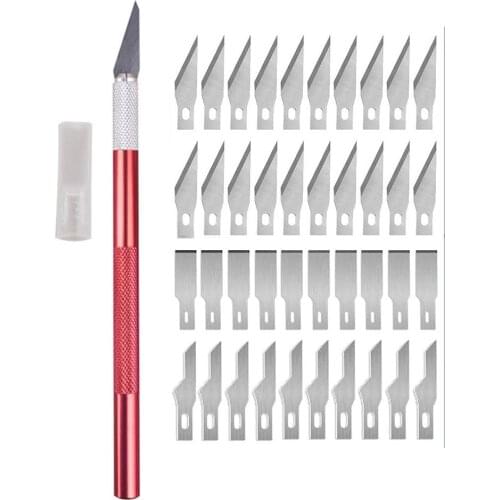 Non-Slip Metal Scalpel Kn-ife Tools Kit Cutter Engraving Craft Kni-ves + 40pcs Blades Mobile Phone PCB DIY Repair Hand Tools