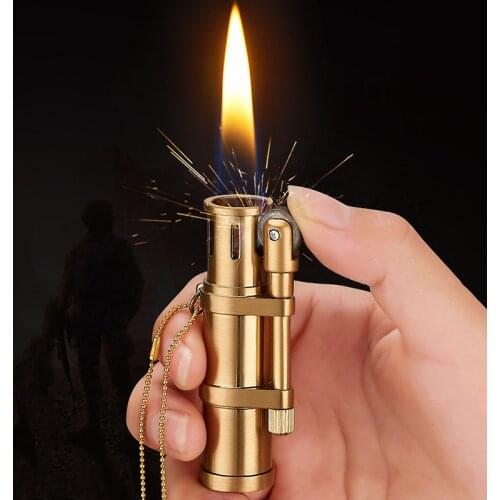New Classic Retro Kerosene Lighter Flint Metal Personality Creative Windproof Grinding Wheel Lighter Mens Cigarette Gadget