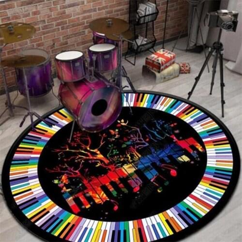 New Fashion Carpets Modern Color Music Symbol Piano Keys Round Carpet Kids Room Play Area Floor Child Bedroom Decor Mat Home Rug