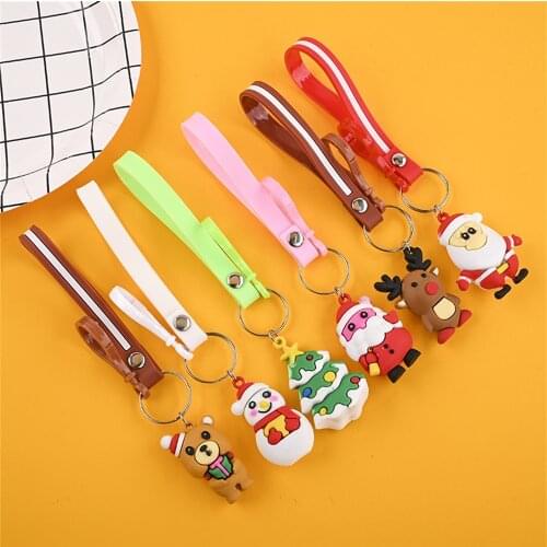 New Creative Simulation 3D PVC Xmas Keychain Fashion Bag Ornaments Accessories Christmas Gift