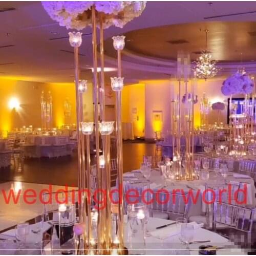 New style Wedding Gold Road Lead Flower Table Vase Stand for Wedding Centerpiece Decoration senyu0330