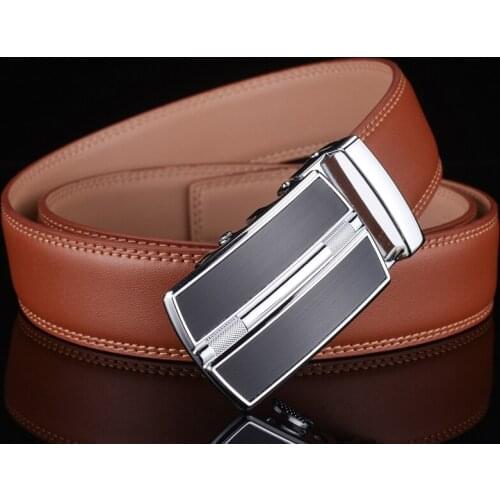 Plyesxale Black Brown Red Blue Belt Men 2020 High Quality Cow Leather Belts For Men Designer Automatic Buckle Mens Belts G33