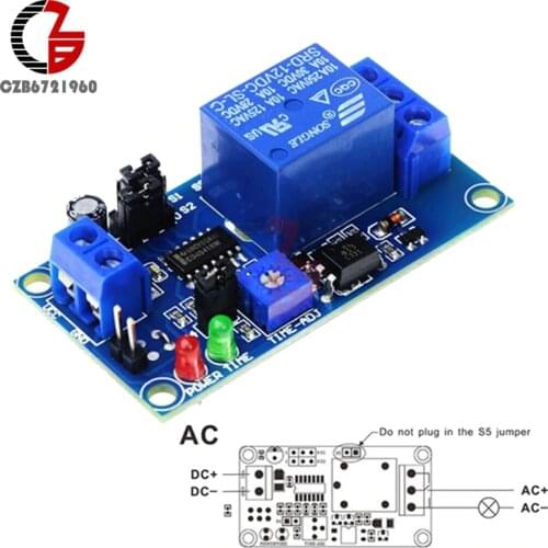 DC 12V Time Relay Module Normal Open Time Delay Relay Timing Timer Relay Control Switch Adjustable Potentiometer LED Indicator