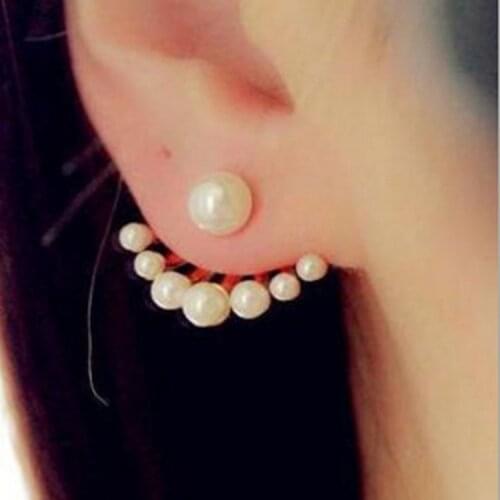Hot New Fashion Simulated Pearls Pendient Angel Wings Leaf Feather Flowers Stud Earrings For Women Wedding Jewelry