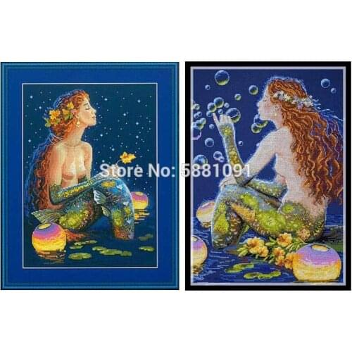 Mermaid Patterns Counted Cross Stitch 11CT 14CT DIY Chinese Cross Stitch Kits Embroidery Needlework Sets home decor