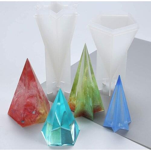 DIY Hexagonal Cone Silicone Mold, Pentagonal Cone Mold, Flexible, Transparent Clear Molds for Casting with Resin, Cement, Candle