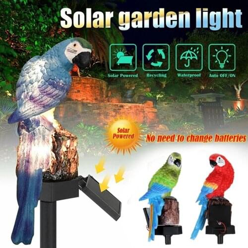 Solar Night Lights Parrot Inserting Ground Landscape Light Resin Crafts Garden Light for Patio Lawn Yard Deck Driveway and Path