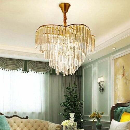 Modern Crystal LED Chandelier light Luxury Gold Round Living room decoration Lighting Bedroom Chandeliers Indoor Light Fixtures