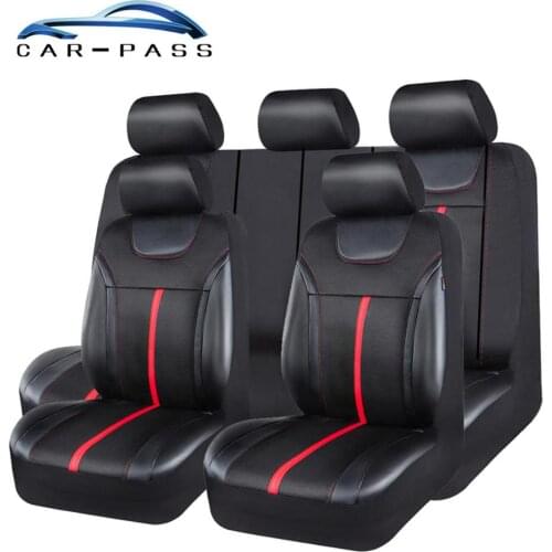 Car-pass Universal Car PU Leather Front Car Seat Covers High Quality Back Bucket Car Seat Cover Auto Interior Car Seat Protector