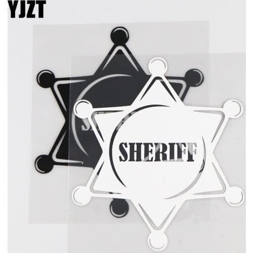 YJZT 12.9×14.9CM SHERIFF Vinyl Decal Creative Pattern Car Sticker Interesting Cartoon Black/Silver 4C-0520