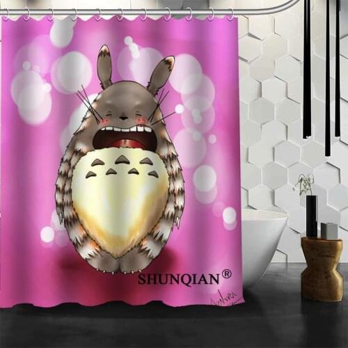 New Custom Totoro Cartoon Shower Curtains Polyester Bathroom Waterproof Bath Curtain Size 150X180cm165X200cm180X200cm