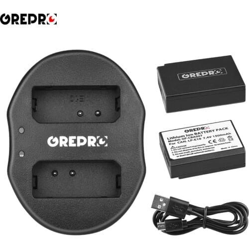 1500mAh LP-E10 LPE10 Battery and LP E10 Charger for Canon EOS 2000D 1200D 1100D 1300D 4000D, Kiss X50, X70, X80, X90