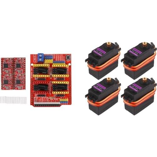 3D CNC Shield Board for UNO R3 + 4Pcs A4988 Stepper Motor Driver with 4Pcs MG996R Analog Servo Motor