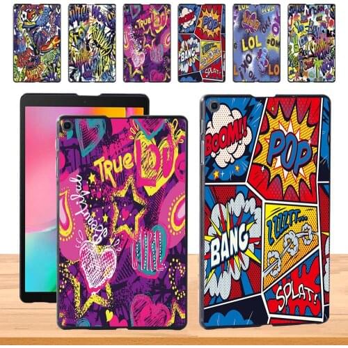 Hard Shell Case Cover for Samsung Galaxy Tab A 8.0 (2019) T290 T295 Graffiti Art Pattern Slim Tablet Shell Case + Free Stylus