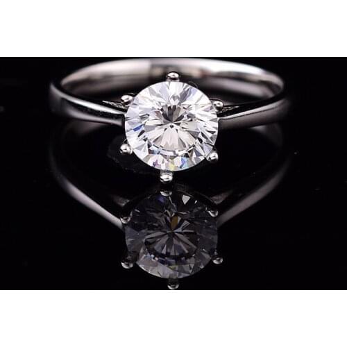 0.5ct-1ct Natural Moissanite Rings Classic Prong Setting Female Ring S925 Pure Silver Wedding Rings for Women Fine Jewelry