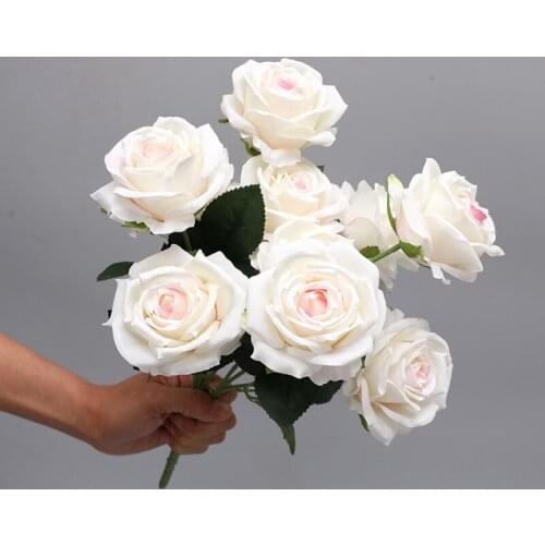 10 Heads 44cm Silk Rose Flower Bouquet Flores Wedding Home Fall Decorations Fake Flowers Red Yellow White