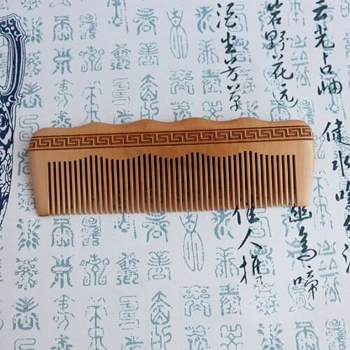 10pcs/lot Carved wood comb Natural Peach Wooden Comb holiday gift comb anti-static custom wood comb no handle 17*5.5*1.3CM PJ93