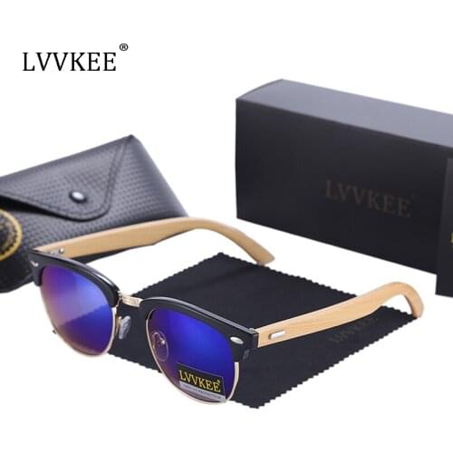 2017 LVVKEE brand design sunglasses women half frame sunglasses men Multi color high quality M nail sunglasses bamboo wood club