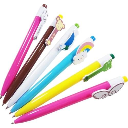30pcs/lot Cartoon Plastic Rainbow Ballpoint Pens Cute Lovely Cat Bird Ball Pen School Supplies Korean Stationery Wholesale