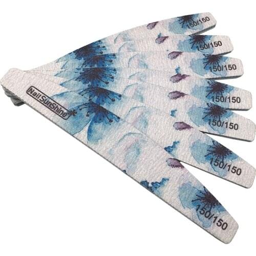 5Pcs Blue 150/150 Ink Painting Professional Plastic Nail File Pedicure And Manicure Sandpaper Buffer Block For Care Tools