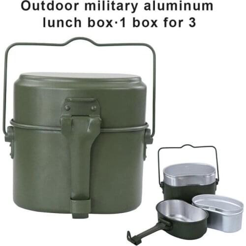 Aluminum Military Lunch Box Outdoor Picnic Cutlery Box Heating Travel Lunch Box Hiking Camping Bento Box Outdoor Tableware