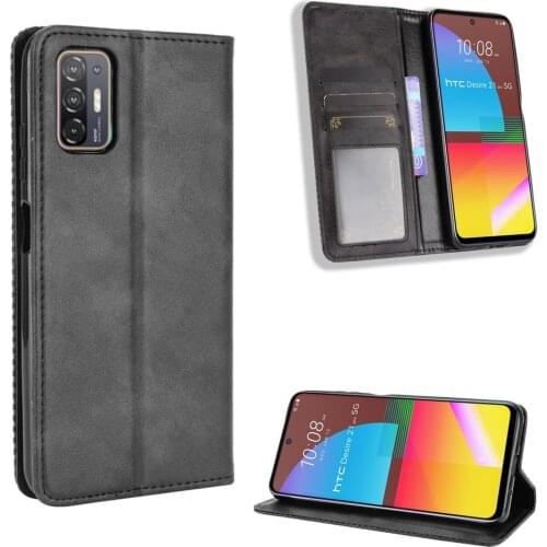 For HTC Desire 21 Pro 5G Case Luxury Flip PU Leather Wallet Magnetic Adsorption Case For HTC Desire 21Pro HTC 21 Pro Phone Bags