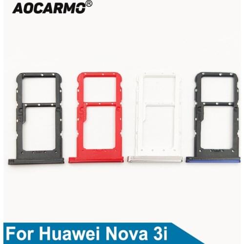 Aocarmo For Huawei Nova 3i SD MicroSD Holder Nano Sim Card Tray Slot Replacement Part