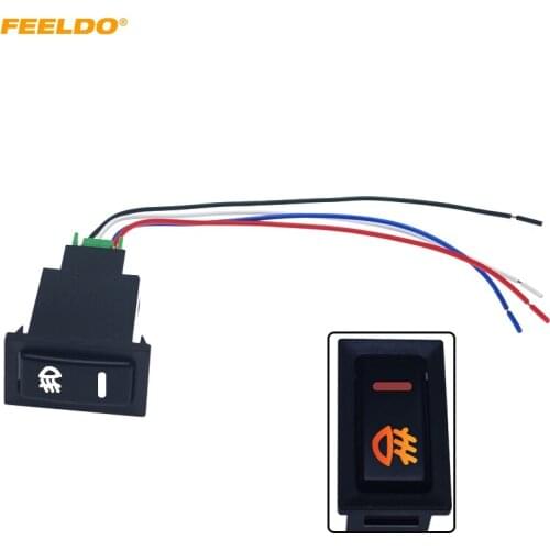 FEELDO Car Fog Light Switch Working Light Switch For NISSAN 2013+ Qashqai Juke Tiida Almera 5pin On-off Switch Wire Cable #6138