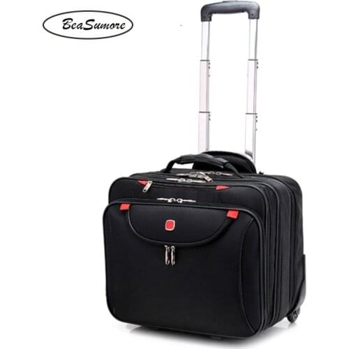 BeaSumore Fashion Multifunction Rolling Luggage 18 Inch Carry Ons Computer Trolley Men Business Travel Bag Women Suitcase Trunk