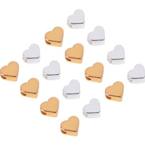 10Pcs/Lot Copper Heart Loose Spacer Beads For Jewelry Making Supplies Big Hole Bracelet Necklace Charms Beads DIY Accessories