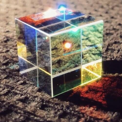 Colorful Combiner Splitter Cross Dichroic Cube RGB Prism Optical Glass Triangular Prism for Teaching Light Spectrum Physics 20mm