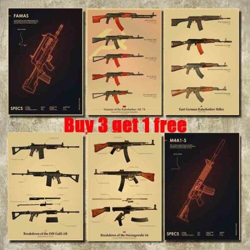 Games CS GO Gun Poster Home Decor Sticker Retro Kraft Paper Ussr Posters Hotel Bar Cafe Living Room Wall Art Painting