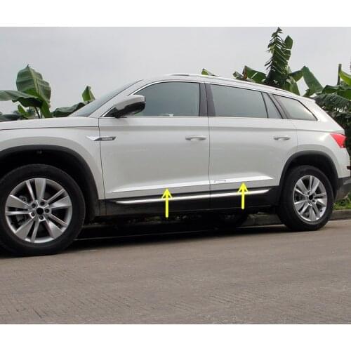 For Skoda Kodiaq 2017 2018 2019 Stainless Steel Side Car Door Body Molding Strips Decoration Cover 4pcs Car Styling accessories