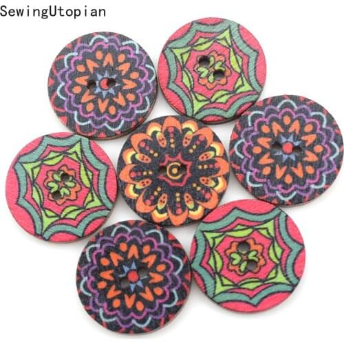 50PCS Retro Series Wood Buttons for Handwork Sewing Scrapbook Clothing Crafts Accessories Gift Card Decor 15MM 20MM 25mm