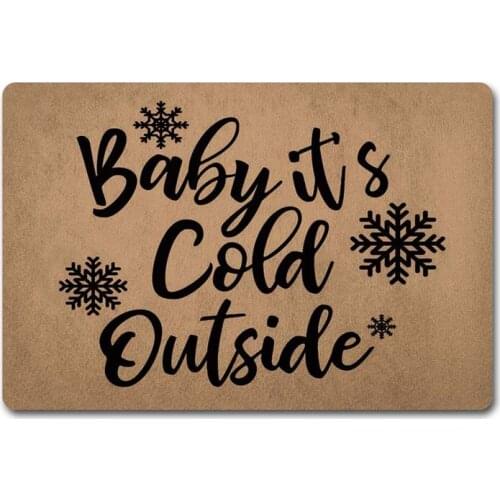 Welcome Door Mat Baby its Cold Outside Doormat Winter Snow Flake Door Rugs Welcome Monogram Door Mats (23.6 X 15.7 in) Non-Wove