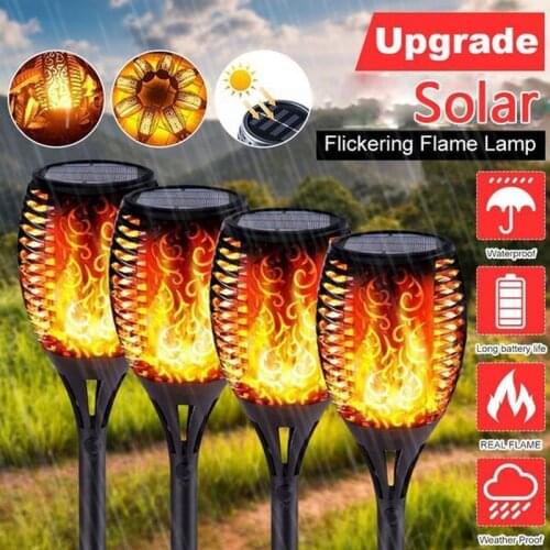 12Pieces Solar Flame Torch Light Flickering IP65 Waterproof Garden Lawn Lamp Street Lamp For Garden Decoration Landscape Lawn