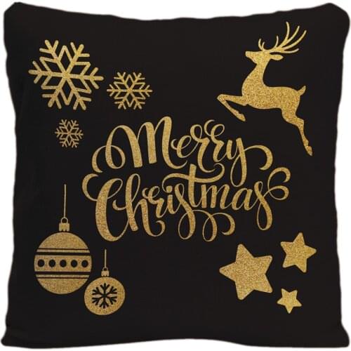 Cotton Linen Christmas Gold Glitter Elements Throw Pillow Case Decorative Cushion Cover Pillowcase Customize Gift For Sofa Seat