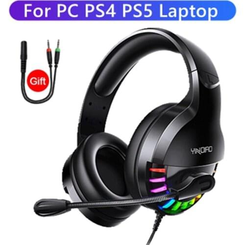 Over Ear Computer Gamer Headphone with Microphone For PC PS4 Gaming LED Headset Noise Cancel Earphone PC Phone Music Helmet