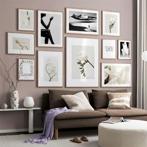 Black and White Desert Landscape Art Canvas Painting Modern Living Room Flowers Poster Print Wall Picture Nordic Home Decoration