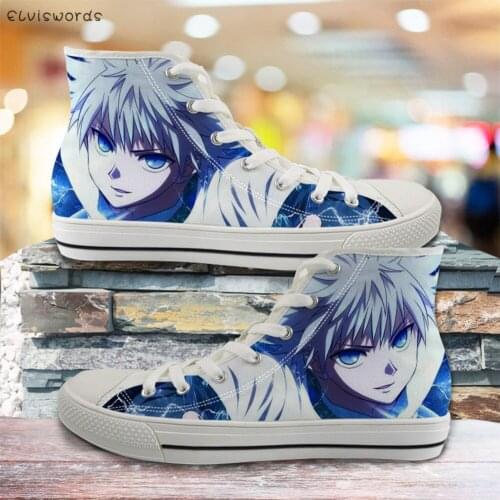 ELVISWORDS Anime Hunter X Hunter Pattern Women High Top Canvas Shoes Casual Brand Design Female Footwear Spring Ladies Sneakers