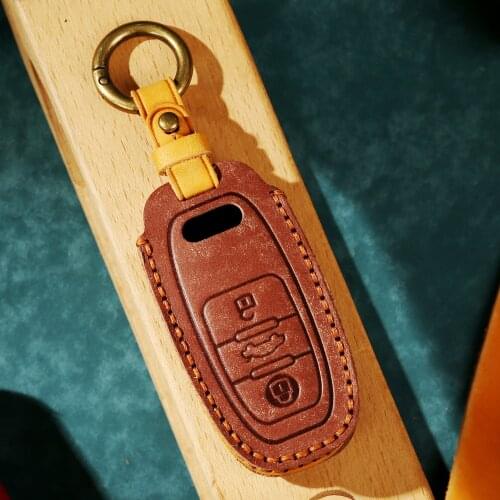 Leather Car Remote Smart Key Cover Case Holder Keychain For Audi A4 A4L A5 A6 A6L Q5 S5 S7 Protect Shell Car Accessories