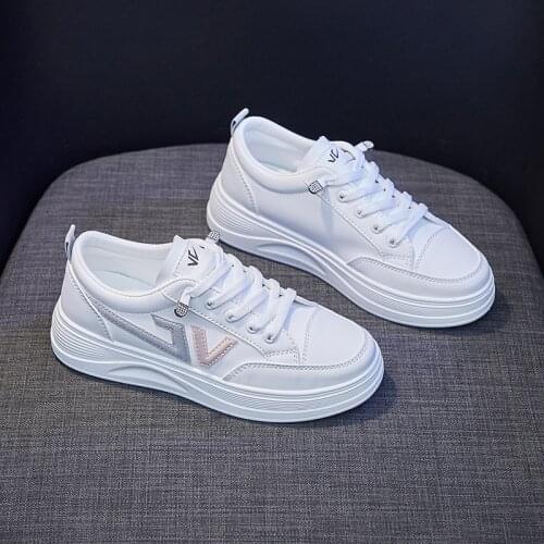 Women vulcanize shoes 2021 autumn korean white shoes women fashion lace up running shoes women Casual shoes zapatillas de mujer
