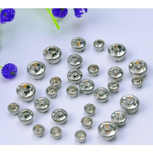 4Mm-10Mm Glass Diamond Clawless 4-Hole Edging Round Rhinestone Non-Hooking Hand-Sewn Clothing Shoes Bags Decorative Accessories