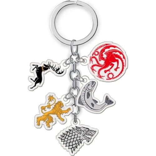 Lion Dragon Cool Keyrings thrones acrylic double sided Key chain pendant