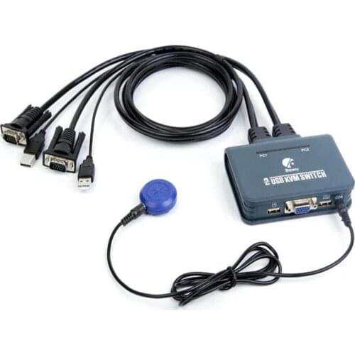 VGA KVM switch 2 port Splitter Box Switch With Audio Video Cable extended up to 50 meters for Dual Monitor Keyboard Mouse switch